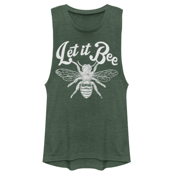 Junior's CHIN UP Let It Bee Festival Muscle Graphic Tee Pine Green Heather X Small