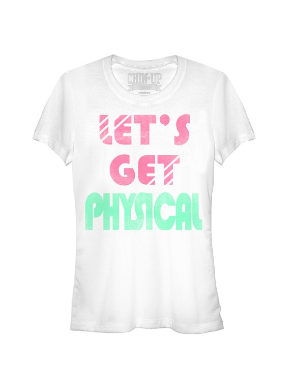 Junior's CHIN UP Let's Get Physical Graphic Tee White 2X Large