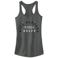 thumbnail image 1 of Junior's CHIN UP Life Happens Pizza Helps  Racerback Tank Top Charcoal 2X Large, 1 of 3
