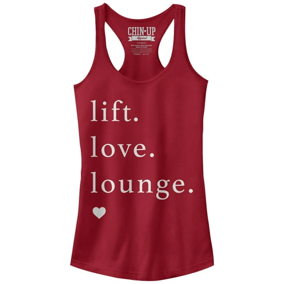 Junior's CHIN UP Lift Love Lounge Racerback Tank Top Scarlet Small