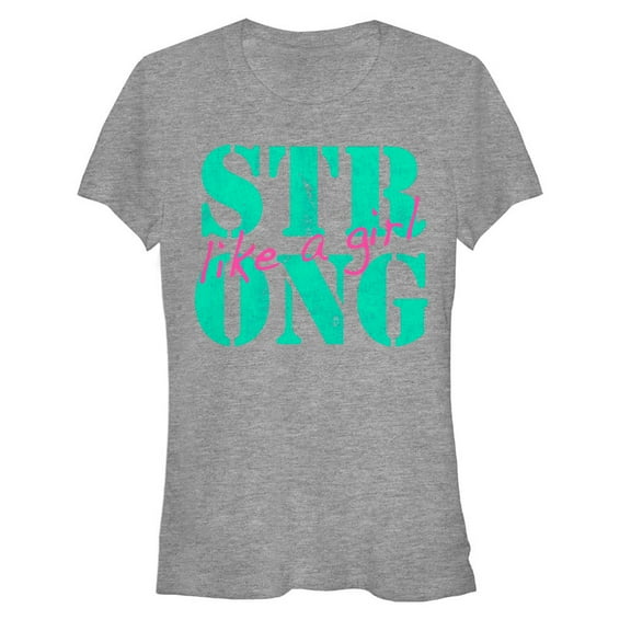 Junior's CHIN UP Like a Girl Graphic Tee Athletic Heather Small