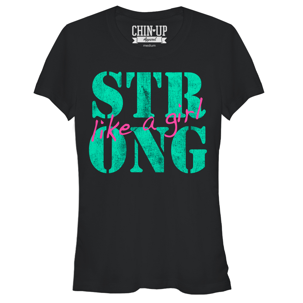 Junior's CHIN UP Like a Girl  Graphic Tee Black Small - image 1 of 3