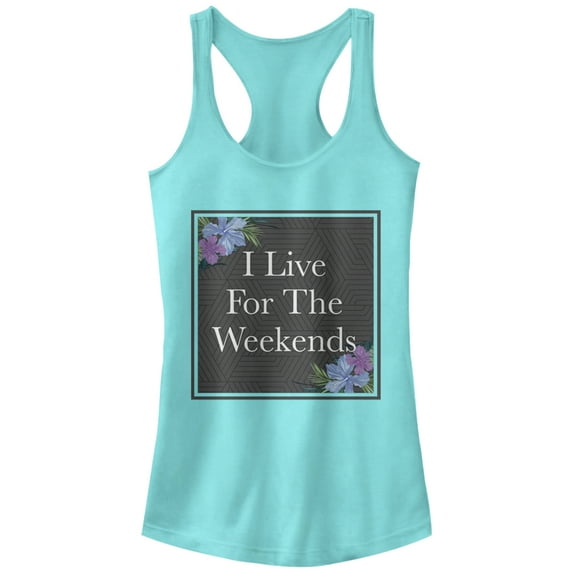 Junior's CHIN UP Live for the Weekends Racerback Tank Top Cancun Medium