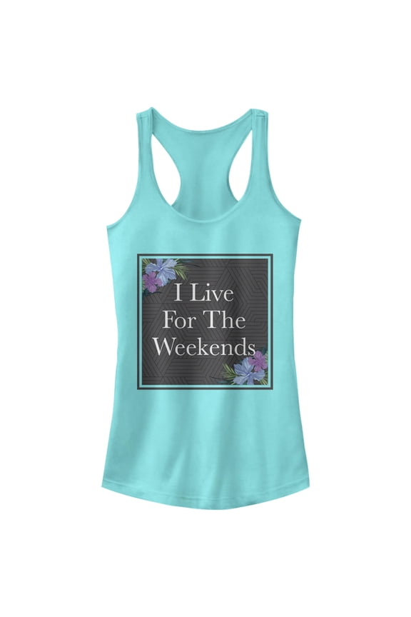 Junior's CHIN UP Live for the Weekends Racerback Tank Top Cancun Small