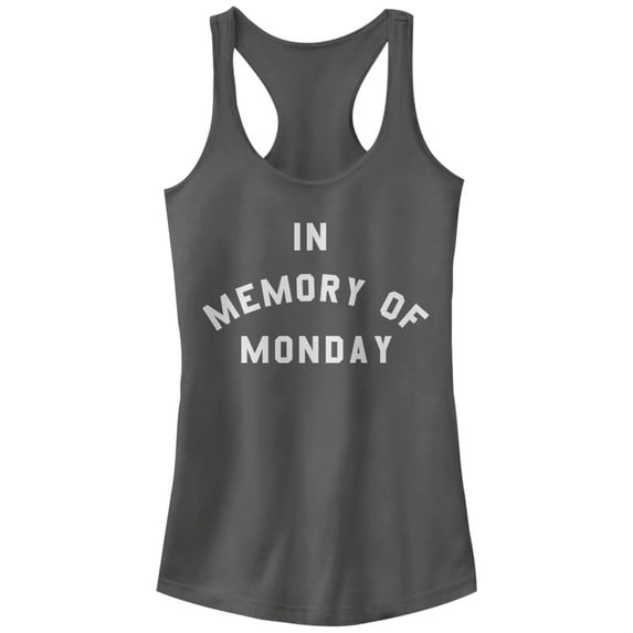 Junior's CHIN UP Memory of Monday Racerback Tank Top Charcoal Medium