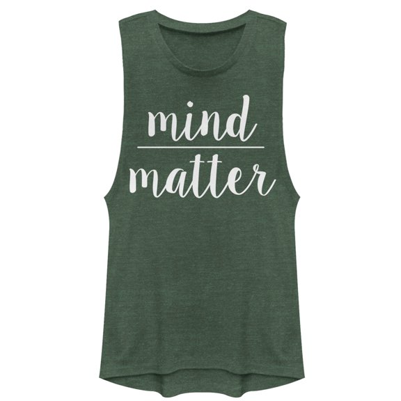 Junior's CHIN UP Mind Over Matter Festival Muscle Graphic Tee Pine Green Heather 2X Large