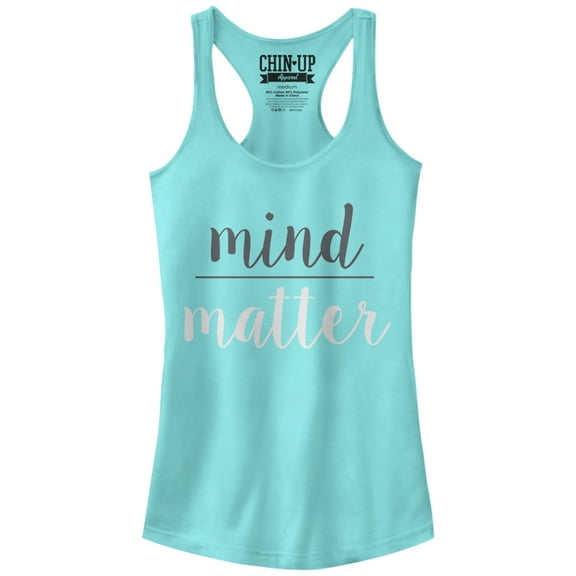 Junior's CHIN UP Mind Over Matter  Racerback Tank Top Cancun Medium