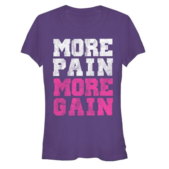 Junior's CHIN UP More Gain  Graphic Tee Purple Medium