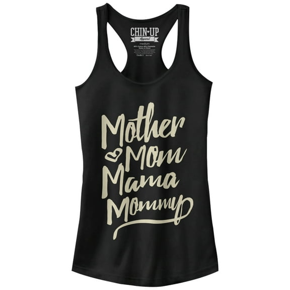 Junior's CHIN UP Mother Mom Mama Mommy  Racerback Tank Top Black X Large