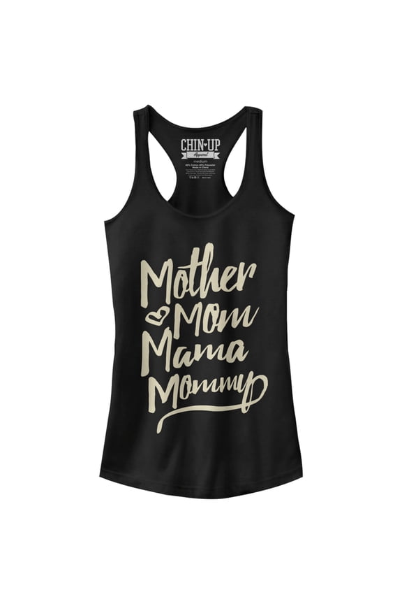 Junior's CHIN UP Mother Mom Mama Mommy Racerback Tank Top Black X Large