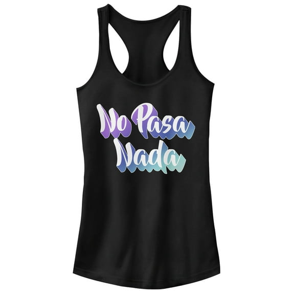 Junior's CHIN UP No Pasa Nada Racerback Tank Top Black Large
