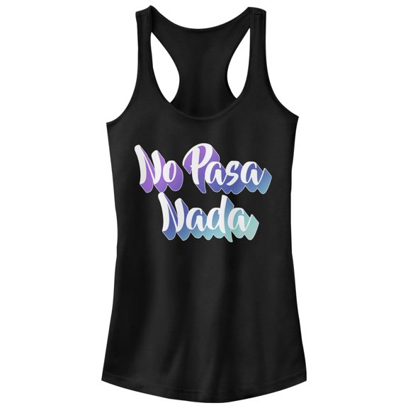 Junior's CHIN UP No Pasa Nada  Racerback Tank Top Black X Large