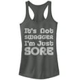 thumbnail image 1 of Junior's CHIN UP Not Swagger Just Sore  Racerback Tank Top Charcoal Small, 1 of 3
