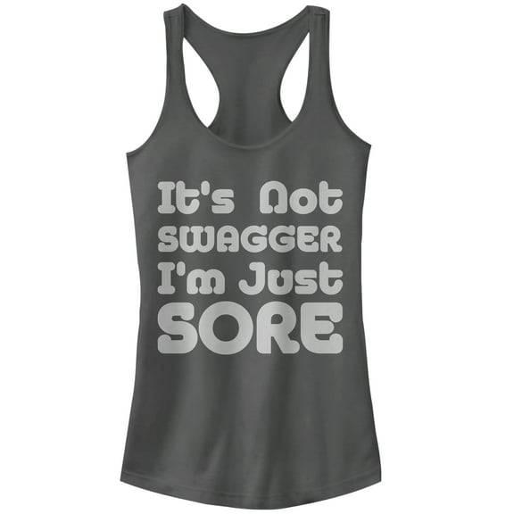 Junior's CHIN UP Not Swagger Just Sore  Racerback Tank Top Charcoal X Large