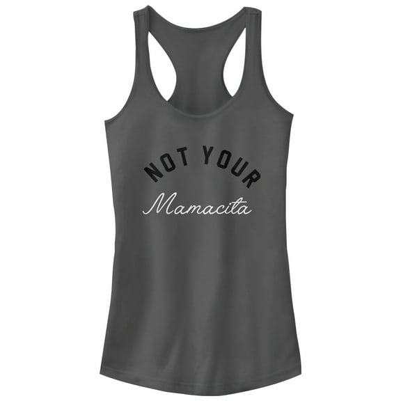 Junior's CHIN UP Not Your Mamacita  Racerback Tank Top Charcoal Small