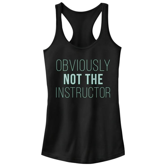 Junior's CHIN UP Not the Instructor Racerback Tank Top Black Large