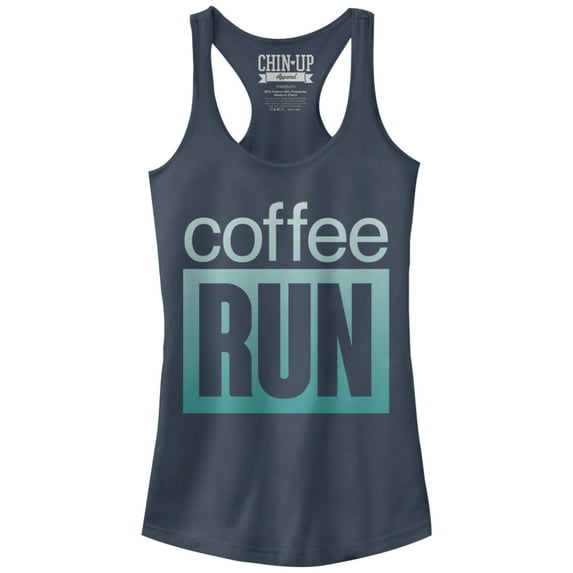 Junior's CHIN UP On a Coffee Run Racerback Tank Top Indigo X Large