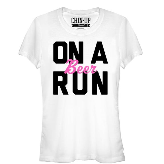 Junior's CHIN UP On a Run  Graphic Tee White Medium