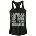 thumbnail image 1 of Junior's CHIN UP Pick Things Up and Put Them Down  Racerback Tank Top Black Small, 1 of 4