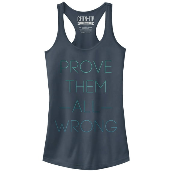 Junior's CHIN UP Prove Them All Wrong Racerback Tank Top Indigo Small