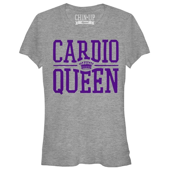 Junior's CHIN UP Queen of Cardio Graphic Tee Athletic Heather X Large