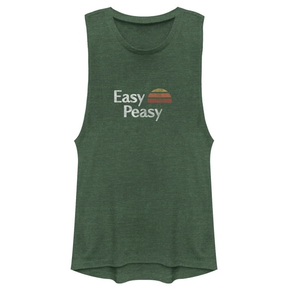 Junior's CHIN UP Retro Easy Peasy Festival Muscle Graphic Tee Pine Green Heather Small