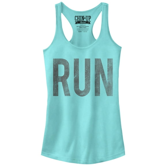 Junior's CHIN UP Run  Racerback Tank Top Cancun Small