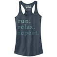 thumbnail image 1 of Junior's CHIN UP Run Relax Repeat  Racerback Tank Top Indigo Medium, 1 of 3