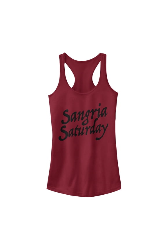 Junior's CHIN UP Sangria Saturday Racerback Tank Top Scarlet 2X Large