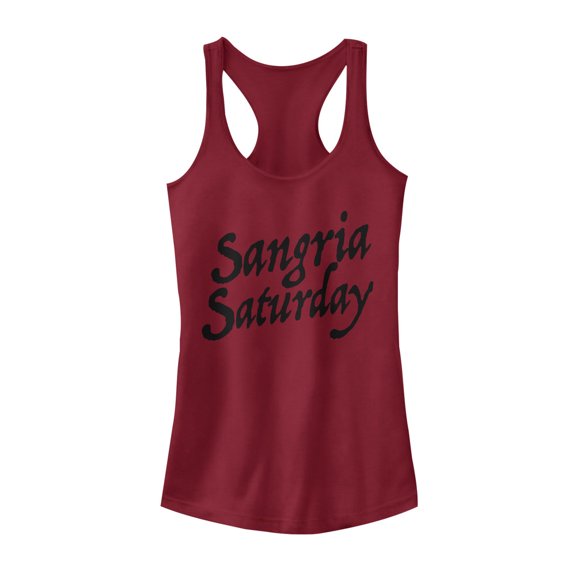 Junior's CHIN UP Sangria Saturday Racerback Tank Top Scarlet Medium