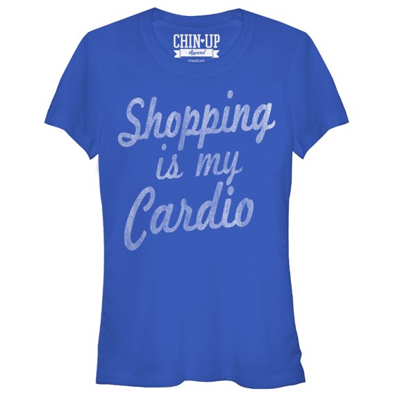 Junior's CHIN UP Shop Until You Drop  Graphic Tee Royal Small