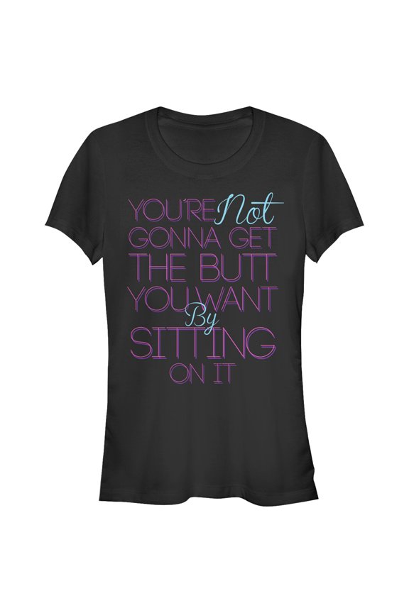 Junior's CHIN UP Sitting on Your Butt Graphic Tee Black Small