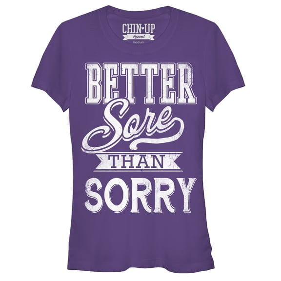Junior's CHIN UP Sore Not Sorry Graphic Tee Purple Large