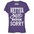 thumbnail image 1 of Junior's CHIN UP Sore Not Sorry Graphic Tee Purple Small, 1 of 2