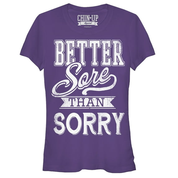 Junior's CHIN UP Sore Not Sorry Graphic Tee Purple X Large
