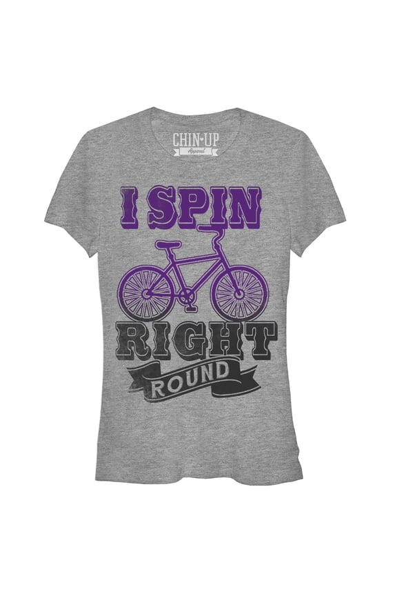 Junior's CHIN UP Spin Right Round Graphic Tee Athletic Heather Medium