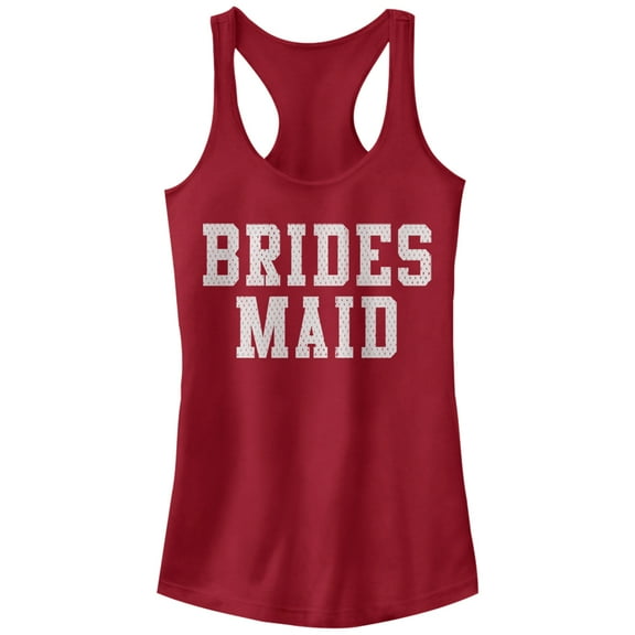 Junior's CHIN UP Sporty Bridesmaid  Racerback Tank Top Scarlet Small