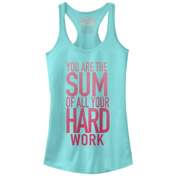 Junior's CHIN UP Sum of all Your Hard Work Racerback Tank Top Cancun Large