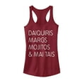 thumbnail image 1 of Junior's CHIN UP Summer Cocktail Menu Racerback Tank Top Scarlet Large, 1 of 3
