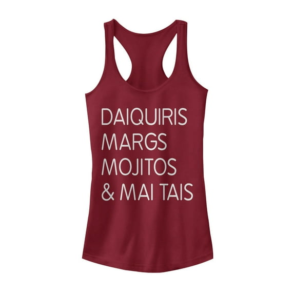 Junior's CHIN UP Summer Cocktail Menu Racerback Tank Top Scarlet Large