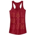 thumbnail image 1 of Junior's CHIN UP Sun Salute Racerback Tank Top Scarlet Small, 1 of 3