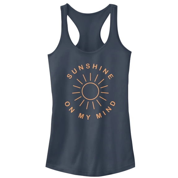 Junior's CHIN UP Sunshine On My Mind Racerback Tank Top Indigo Medium