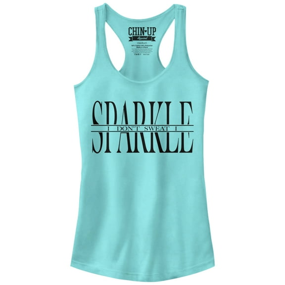 Junior's CHIN UP Sweat Sparkle Racerback Tank Top Cancun Medium