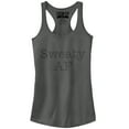 thumbnail image 1 of Junior's CHIN UP Sweaty AF  Racerback Tank Top Charcoal Small, 1 of 3