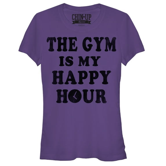Junior's CHIN UP The Gym is my Happy Hour Graphic Tee Purple Large