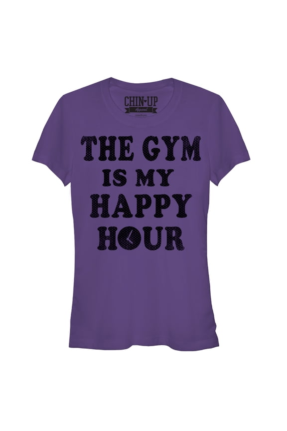Junior's CHIN UP The Gym is my Happy Hour Graphic Tee Purple Medium