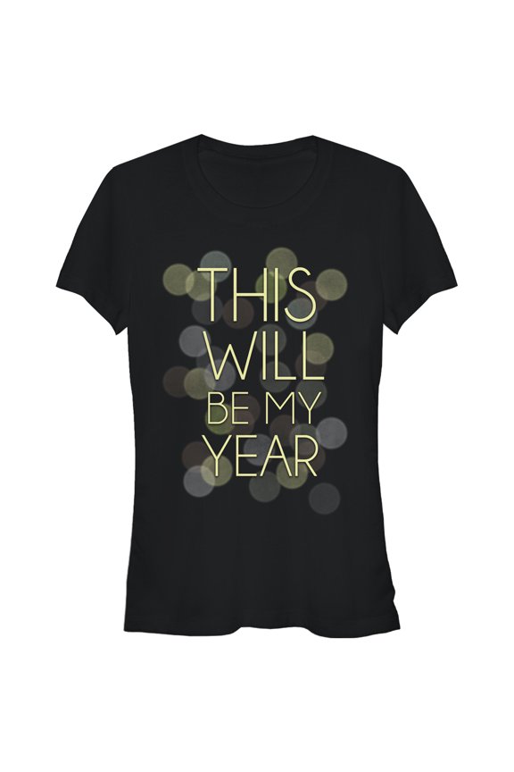 Junior's CHIN UP This Will Be My Year Graphic Tee Black Small