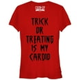 thumbnail image 1 of Junior's CHIN UP Trick or Treating is my Cardio  Graphic Tee Red Medium, 1 of 2