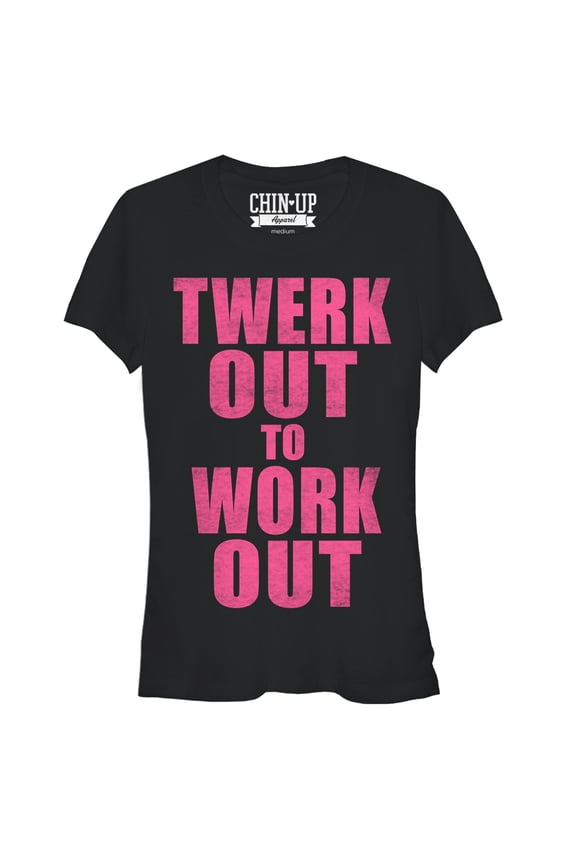 Junior's CHIN UP Twerk Out  Graphic Tee Black Medium