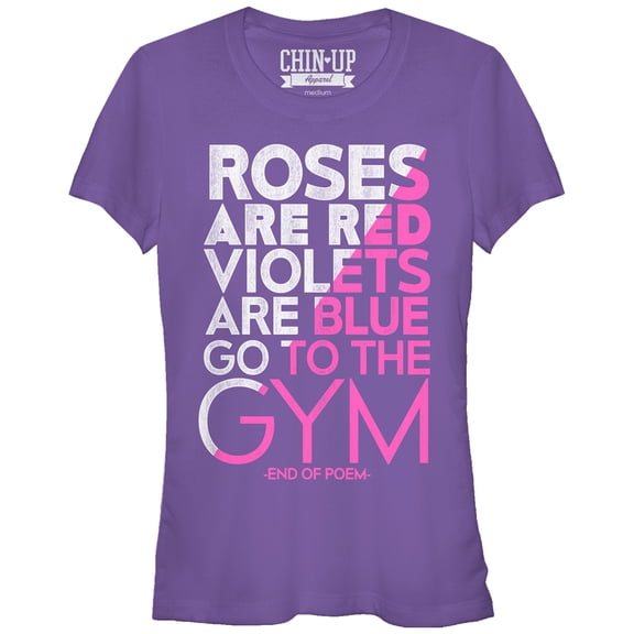 Junior's CHIN UP Valentine Roses Are Gym Poem Graphic Tee Purple X Large